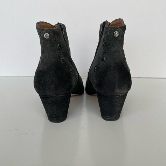 corso Como Gray Suede Studded Heeled Ankle Boots Womens 8.5 - Picture 7 of 8